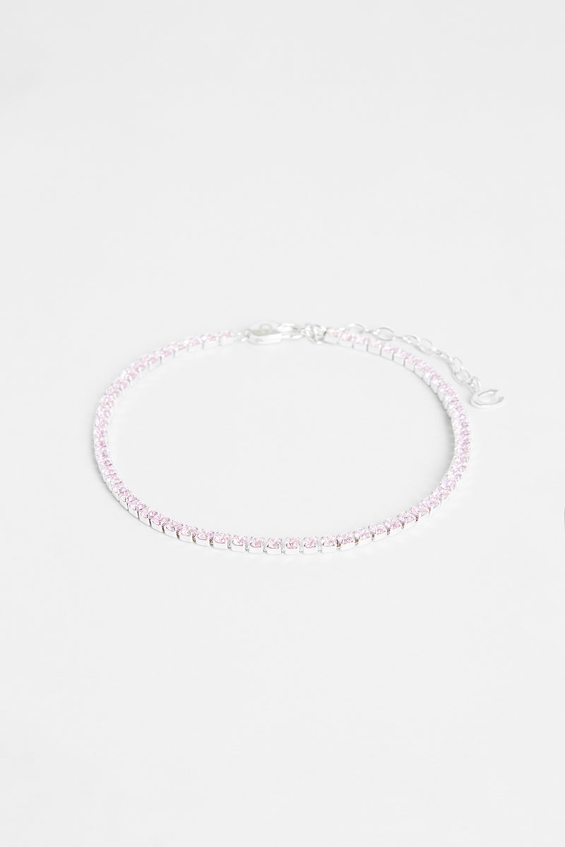2.5mm Iced Pink CZ Micro Tennis Anklet