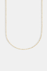 White Gold Plated 2mm Champagne Iced CZ Micro Tennis Chain
