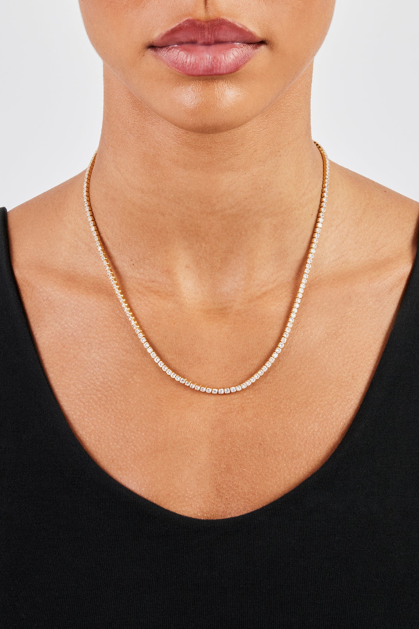 Womens 2.5mm Micro Tennis Chain - Gold