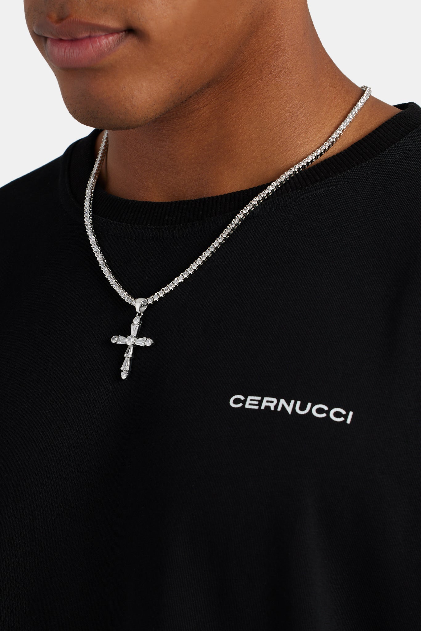 35 mm großer CZ-Kreuzanhänger in gemischter Form