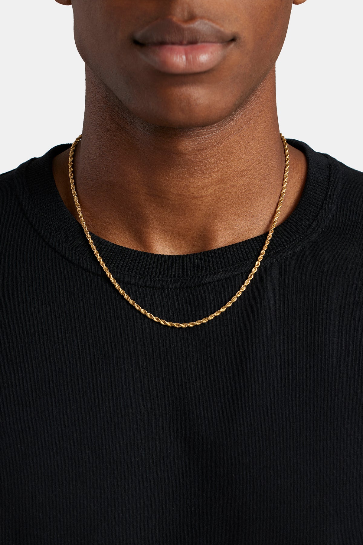 22 Inch Tone Gold Rope Chain Gold Plated 3mm Rope Chain Mens