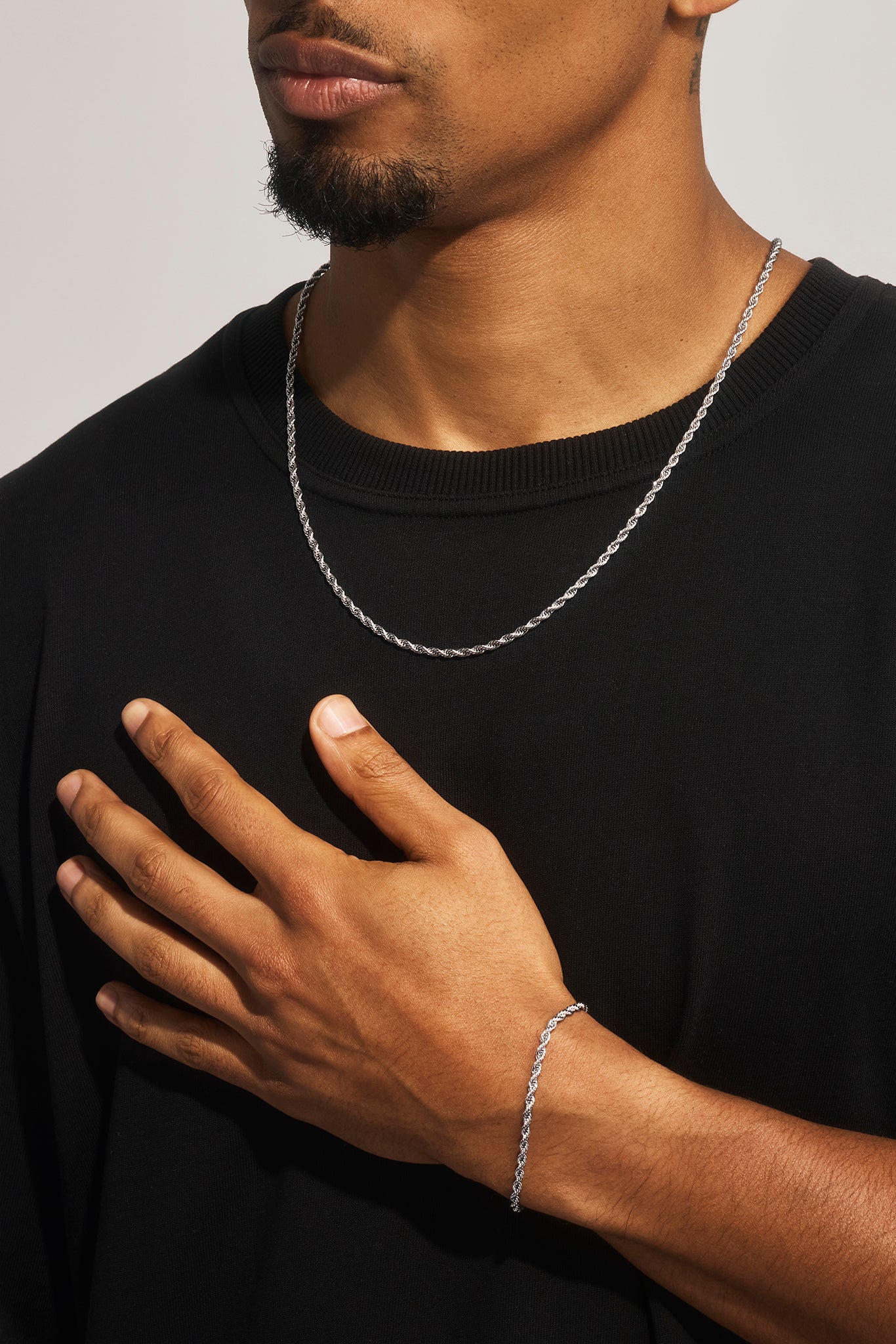 Rope Bracelet & Chain - 3mm - White