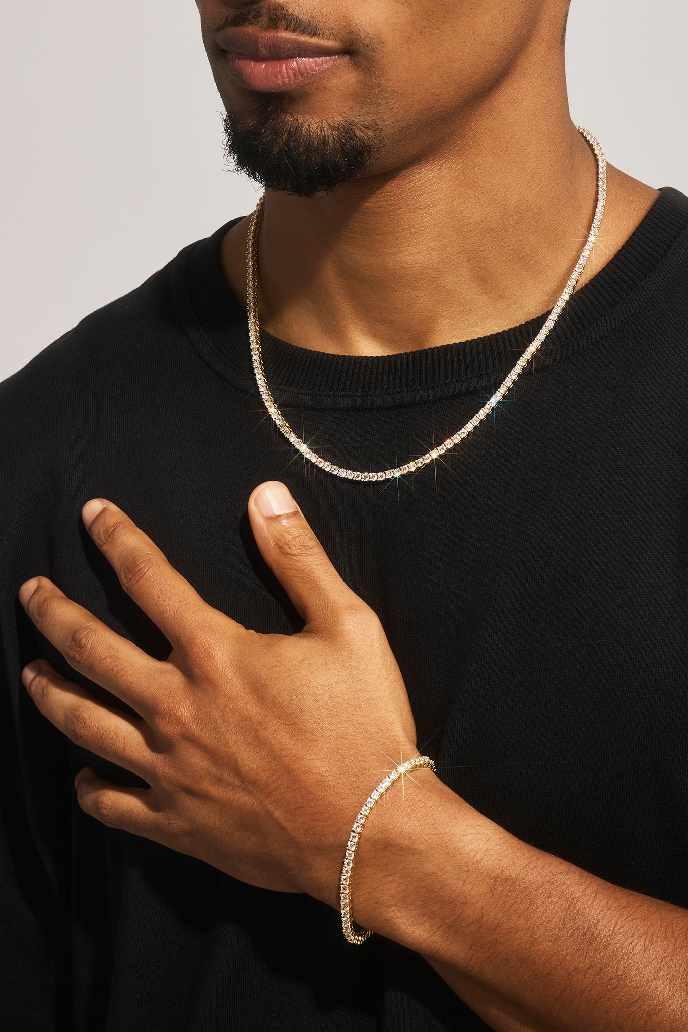 3mm Tennis Chain & Bracelet - Gold