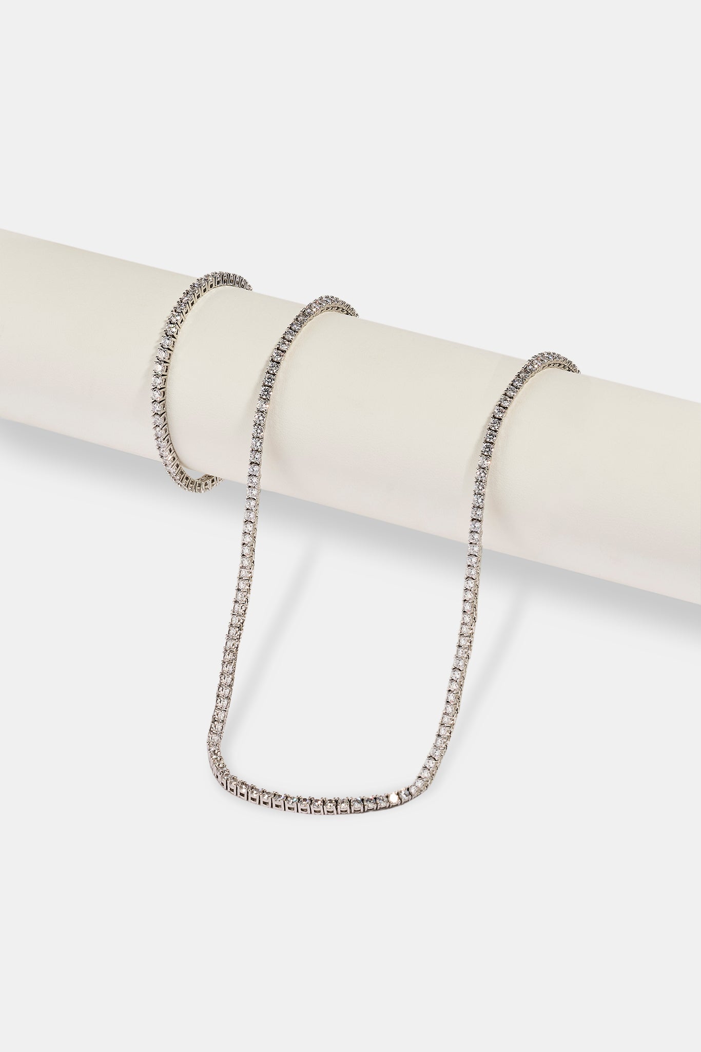 3 mm Tenniskette und Armband – Weiß 