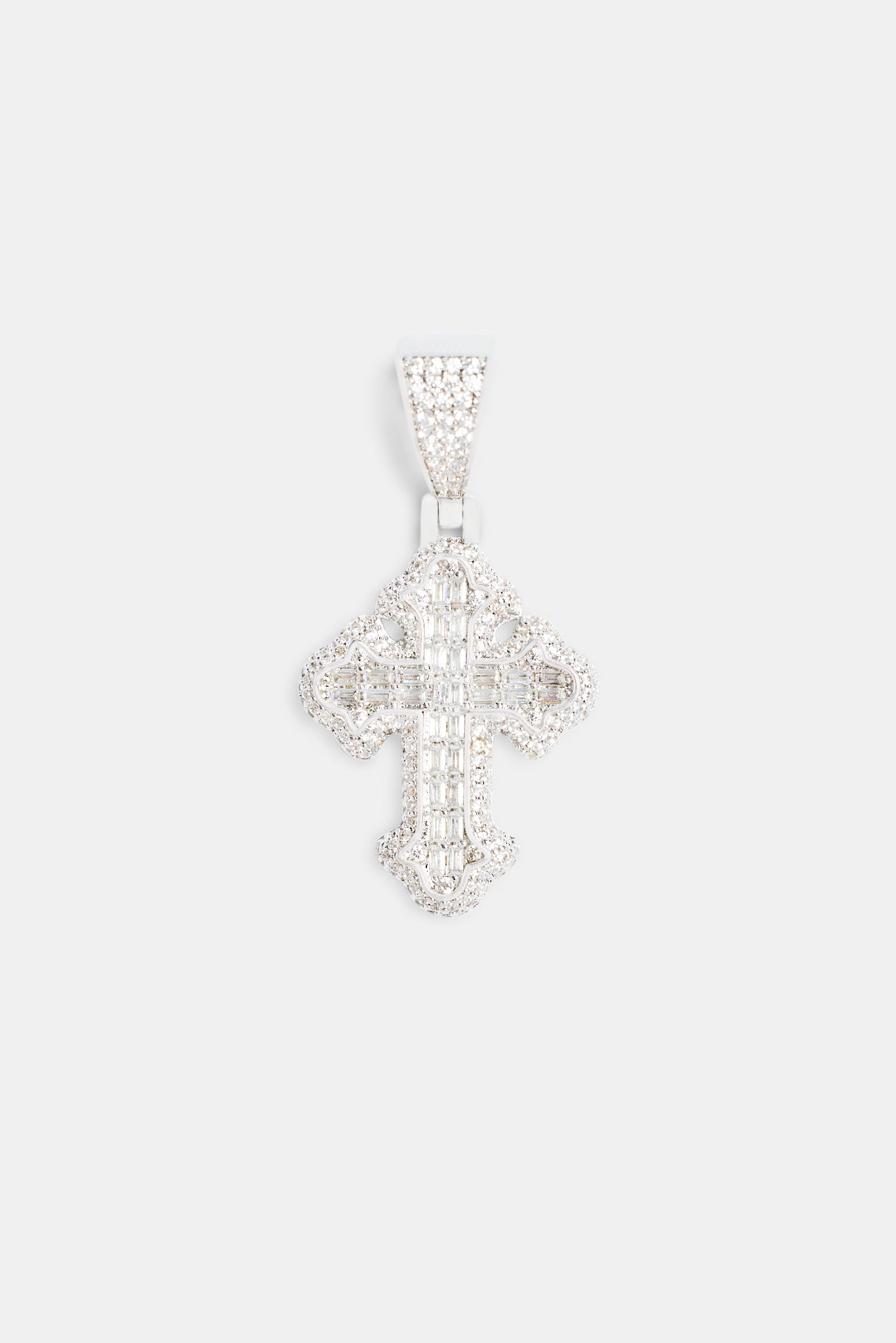 40mm Iced CZ Vintage Cross Baguette Pendant