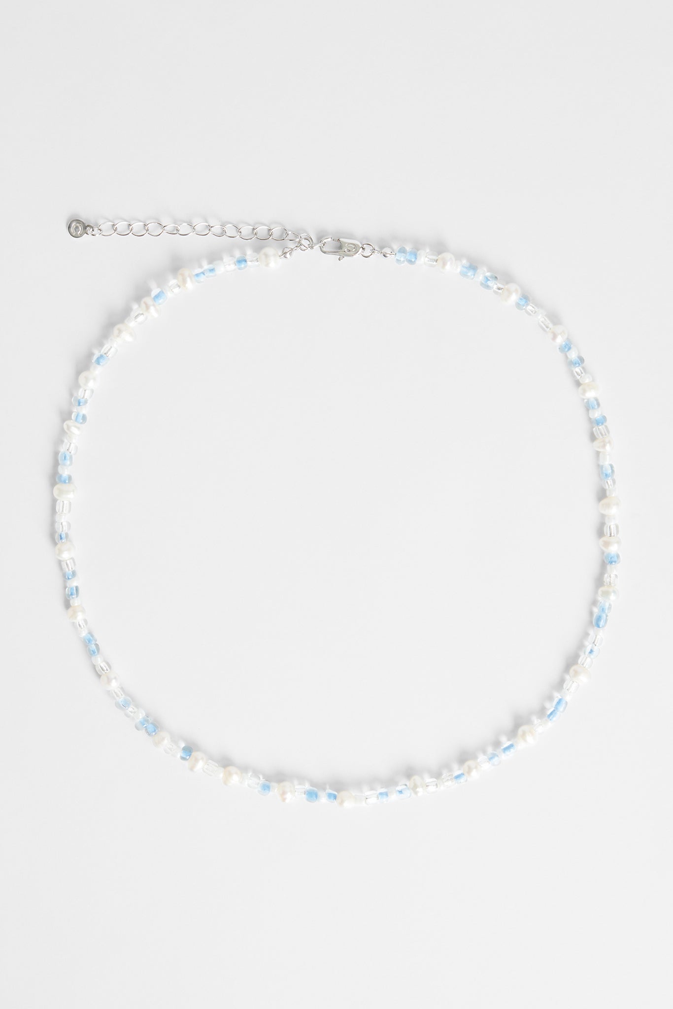 4mm Freshwater Pearl & Blue Toned Bead Necklace
