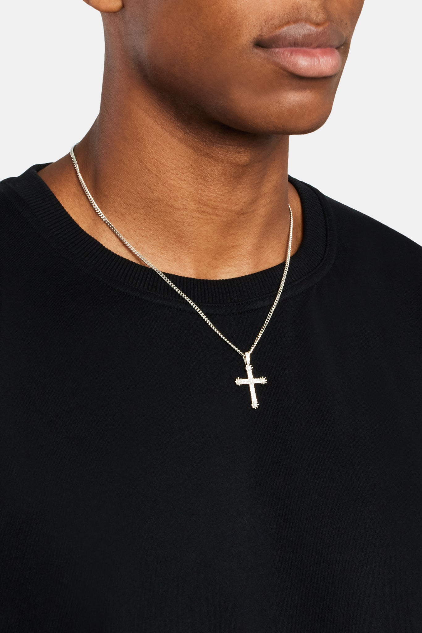 4 mm Süßwasserperlen &amp; Zirkonia Mix Kreuzanhänger