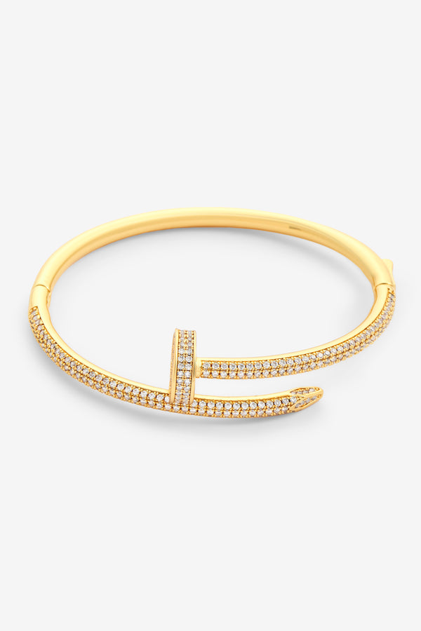 Gold Plated 4mm Iced CZ Pave Bangle