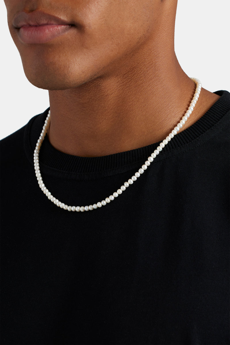 3 Styles 925 Sterling Silver Pearl Beaded Chain Necklace - 18\" To 24\" Length For Men & Women, Gift Ready