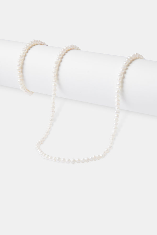 4mm Pearl Chain & Bracelet - White