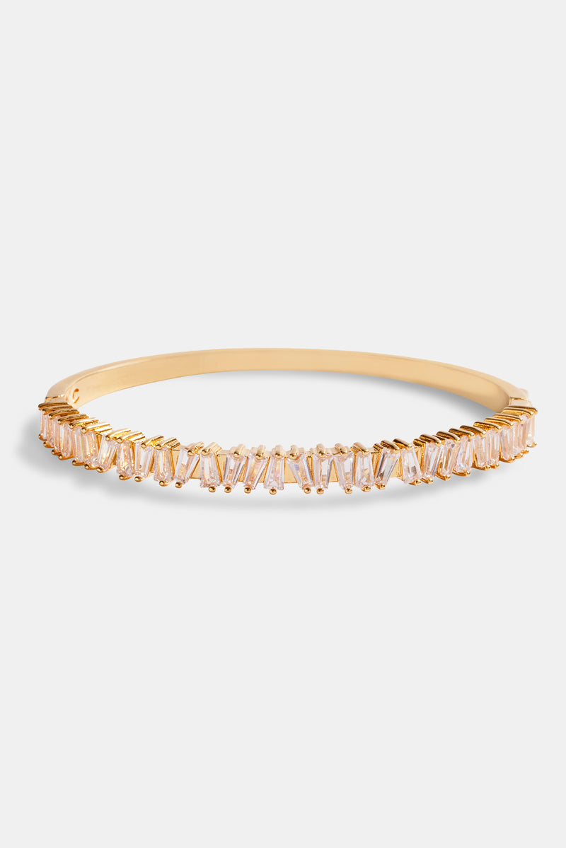 Triangular Bow Bangle Gold Plated 4mm Triangle CZ Bangle | Womens Bracelets | Shop Bangles at ...