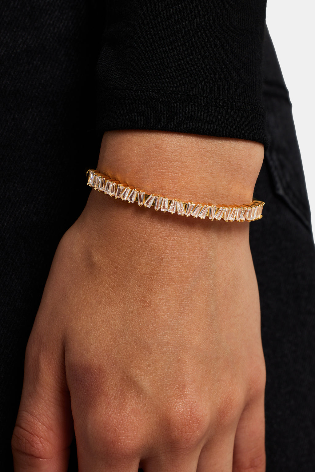 Triangle Bangles Gold Plated 4mm Triangle CZ Bangle | Womens Bracelets | Shop Bangles at ...