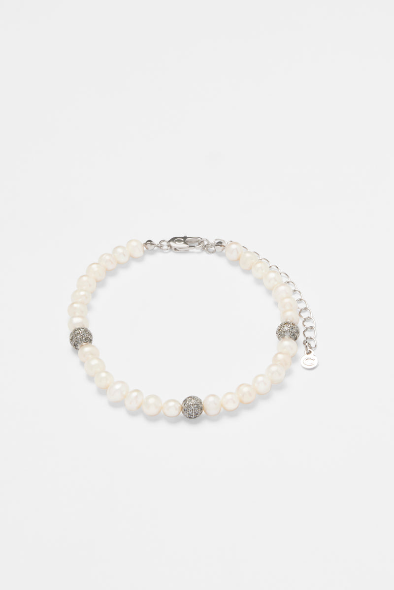 Freshwater Pearl and Iced Ball Bracelet