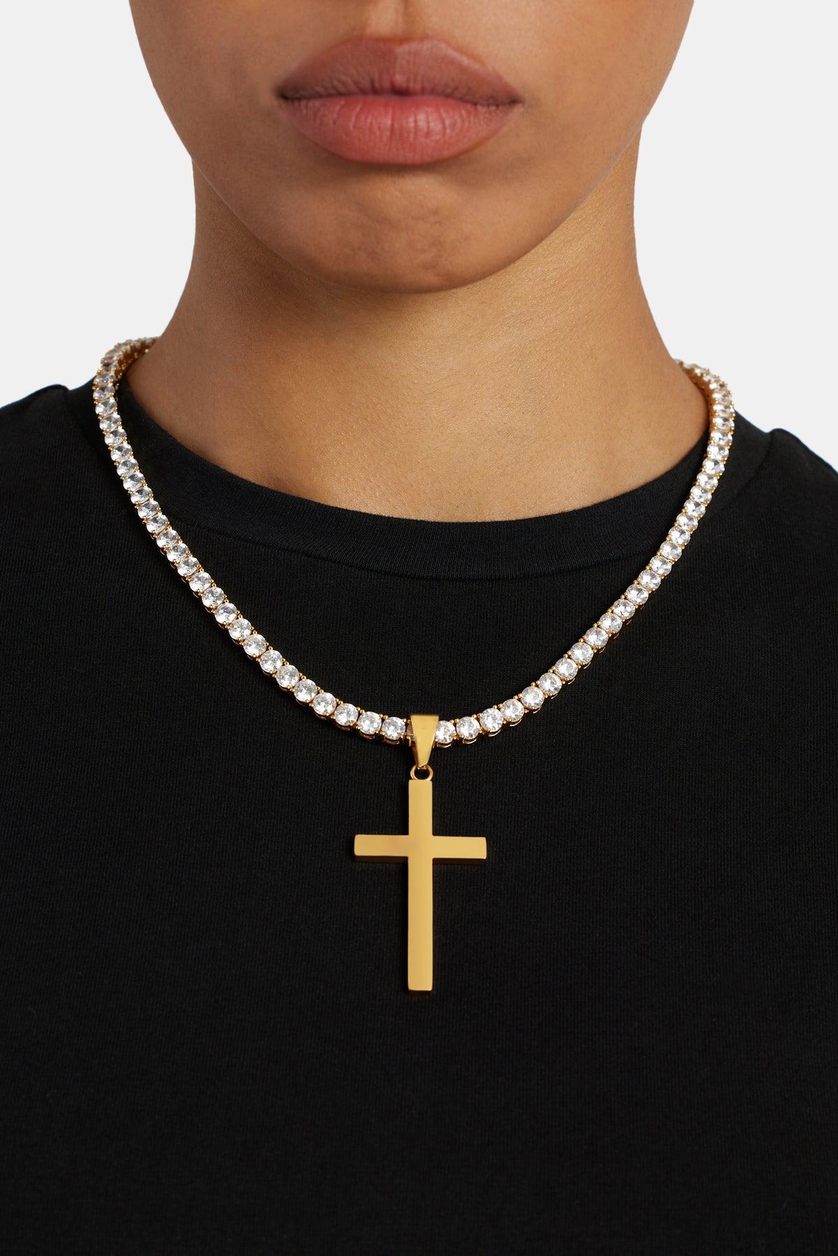 50mm Large Gold Plated Polished Cross Pendant – Cernucci