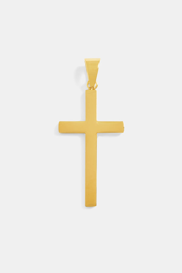 50mm Large Gold Plated Polished Cross Pendant