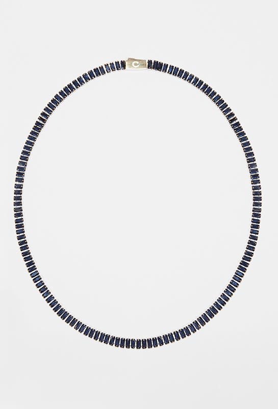 5 mm schwarze Baguette-Tenniskette – Gold