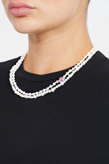 5 mm doppellagige Süßwasserperlenkette mit Stern- und Muschelanhänger