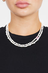 5 mm doppellagige Süßwasserperlenkette mit Stern- und Muschelanhänger