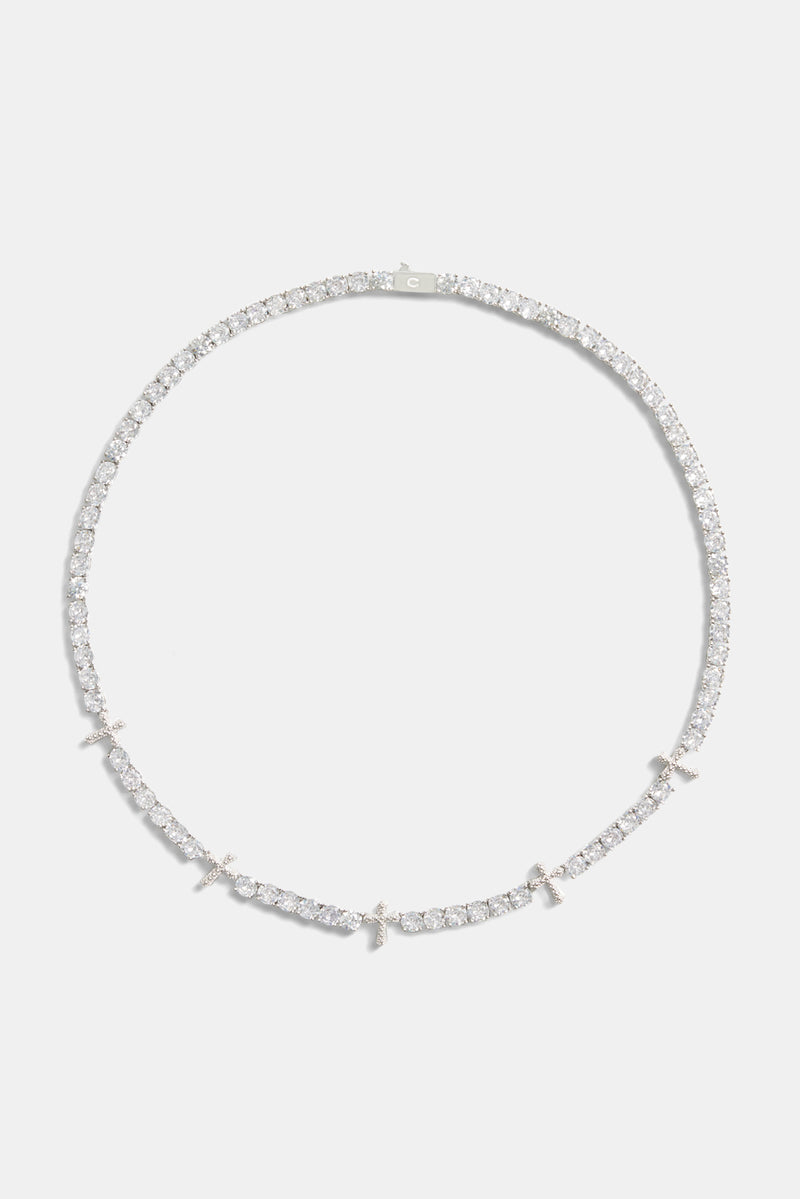 5mm Iced CZ Cross Tennis Necklace