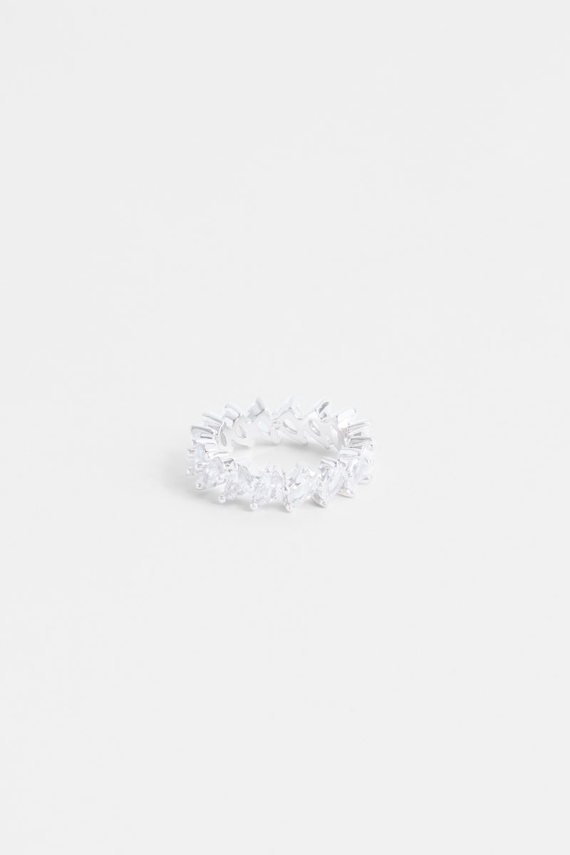 5mm Iced Pear Tennis Ring - White Gold