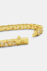 5mm Gold Plated Iced CZ Triangle Cut Tennis Bracelet