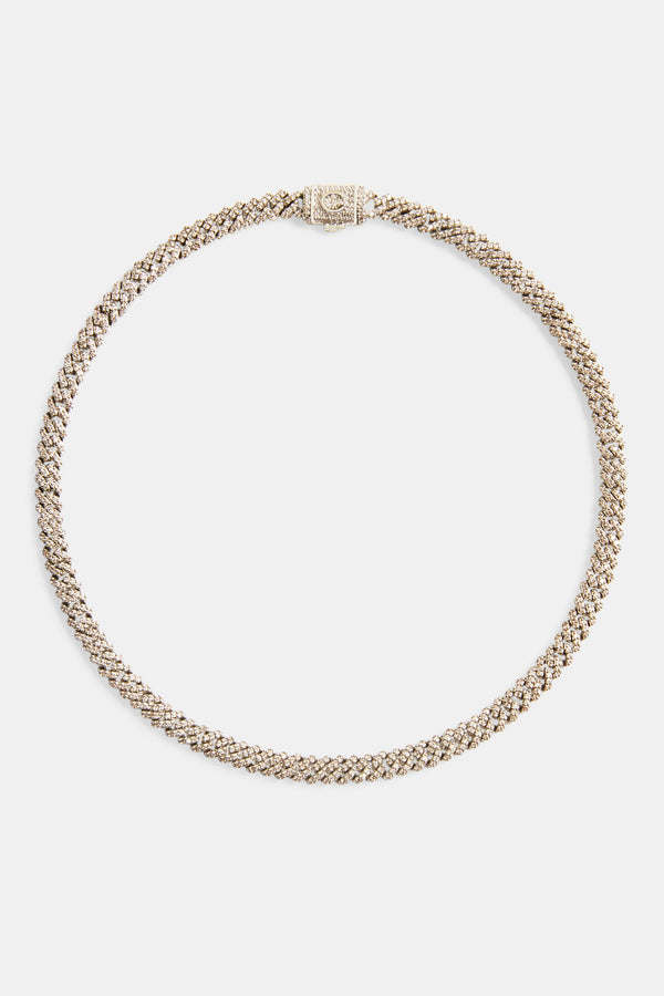 5mm Iced Prong Chain Choker - White Gold
