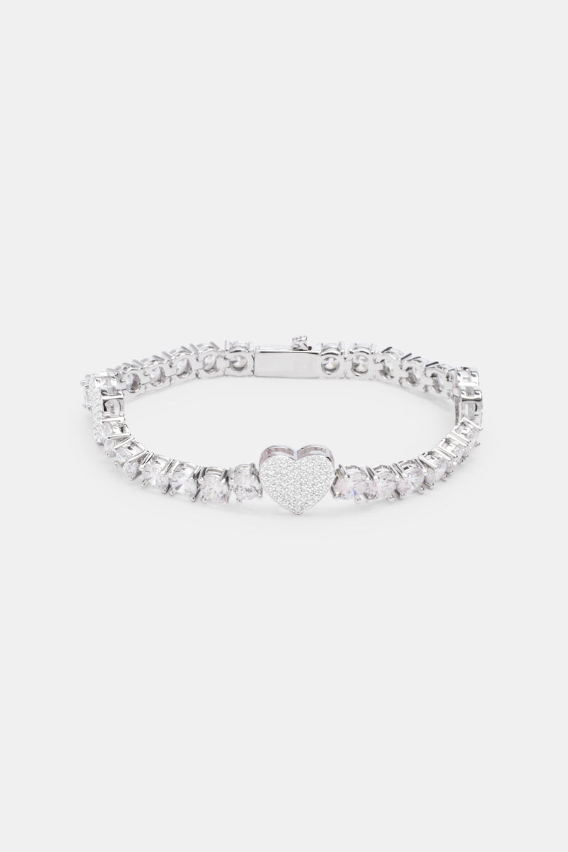 5mm Iced Cz Tennis Heart Bracelet Womens Bracelets Shop Tennis