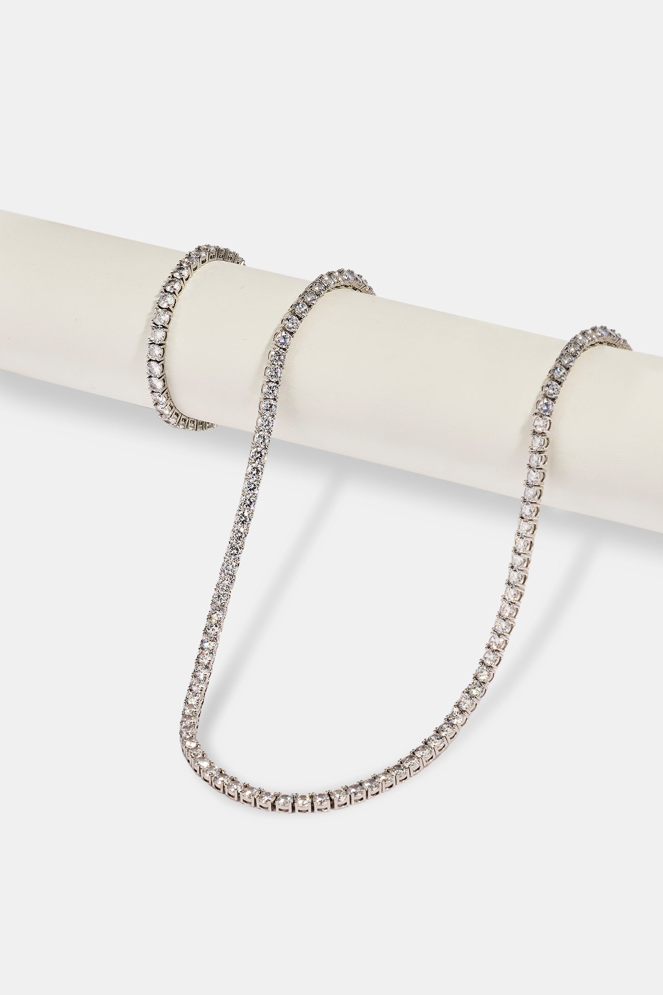 5 mm Tenniskette und Armband – Weiß