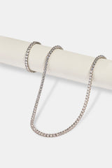 5 mm Tenniskette und Armband – Weiß