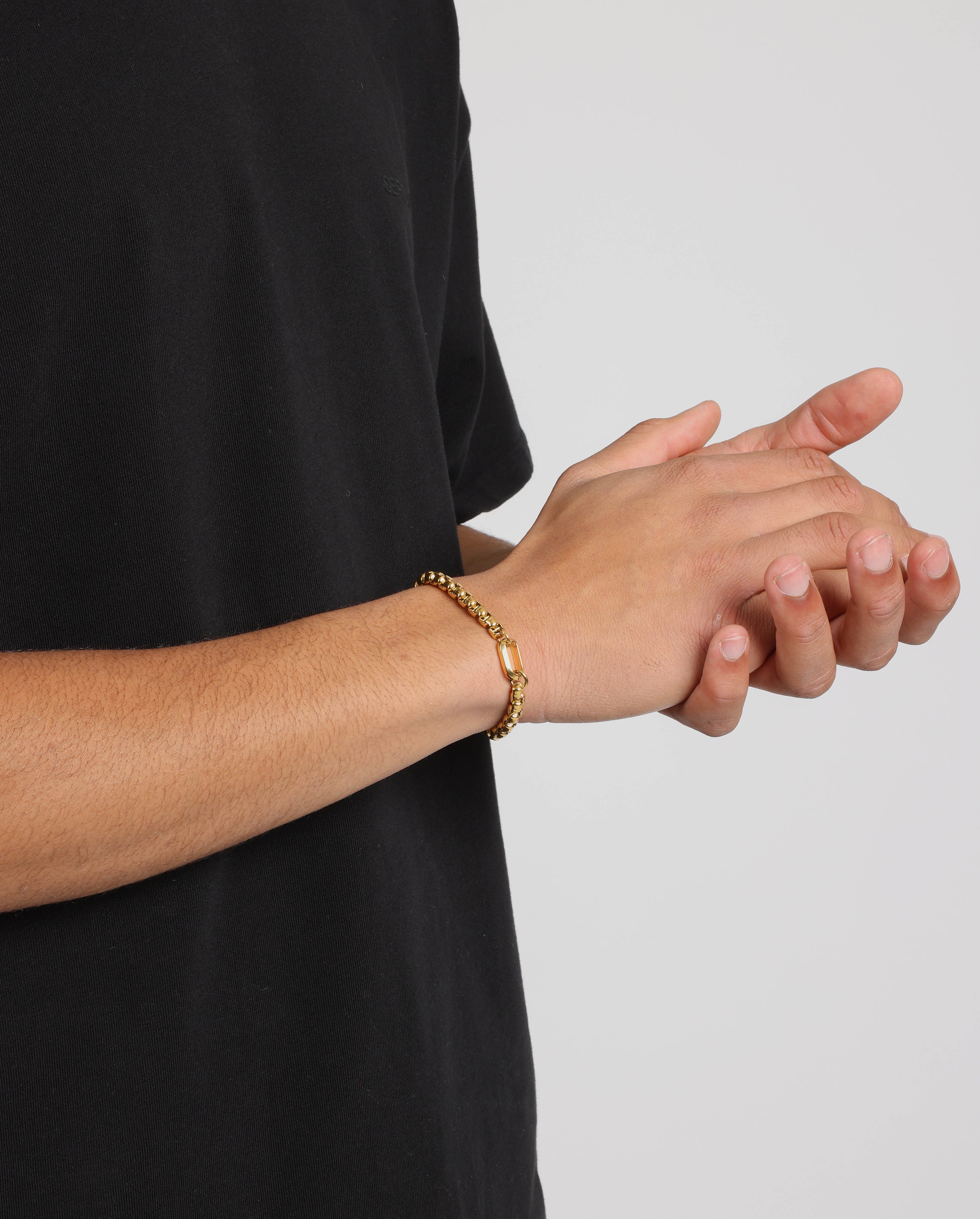 6 mm Armband mit Doppelverschluss-Detail – Gold