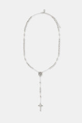 7mm Cross Drop Necklace - White