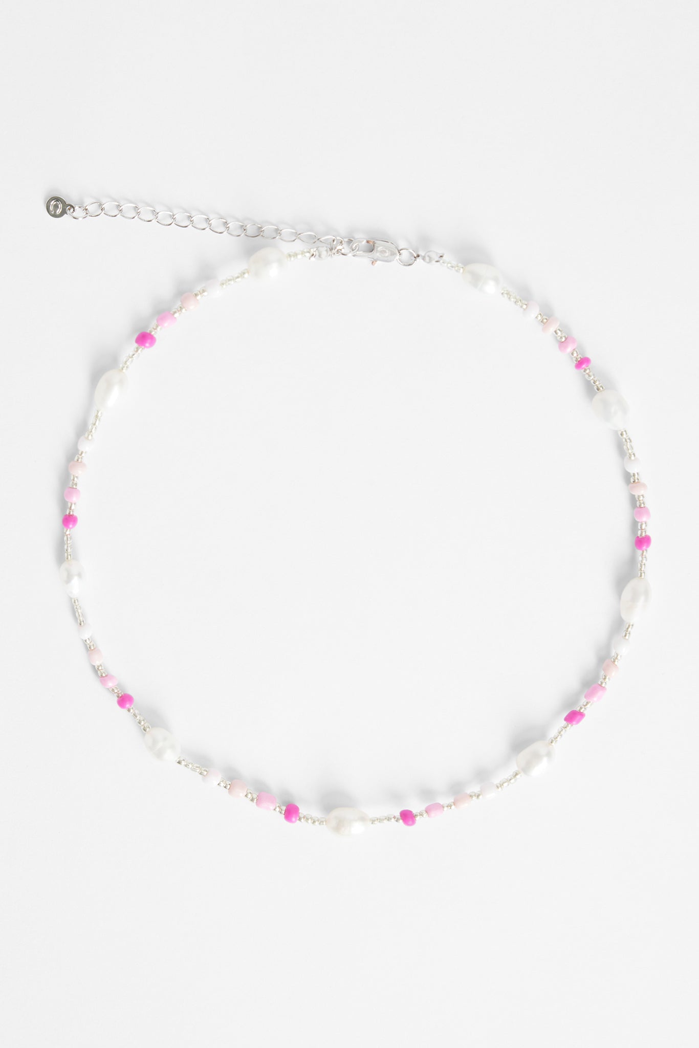 7mm Freshwater Pearl & Pink Bead Necklace