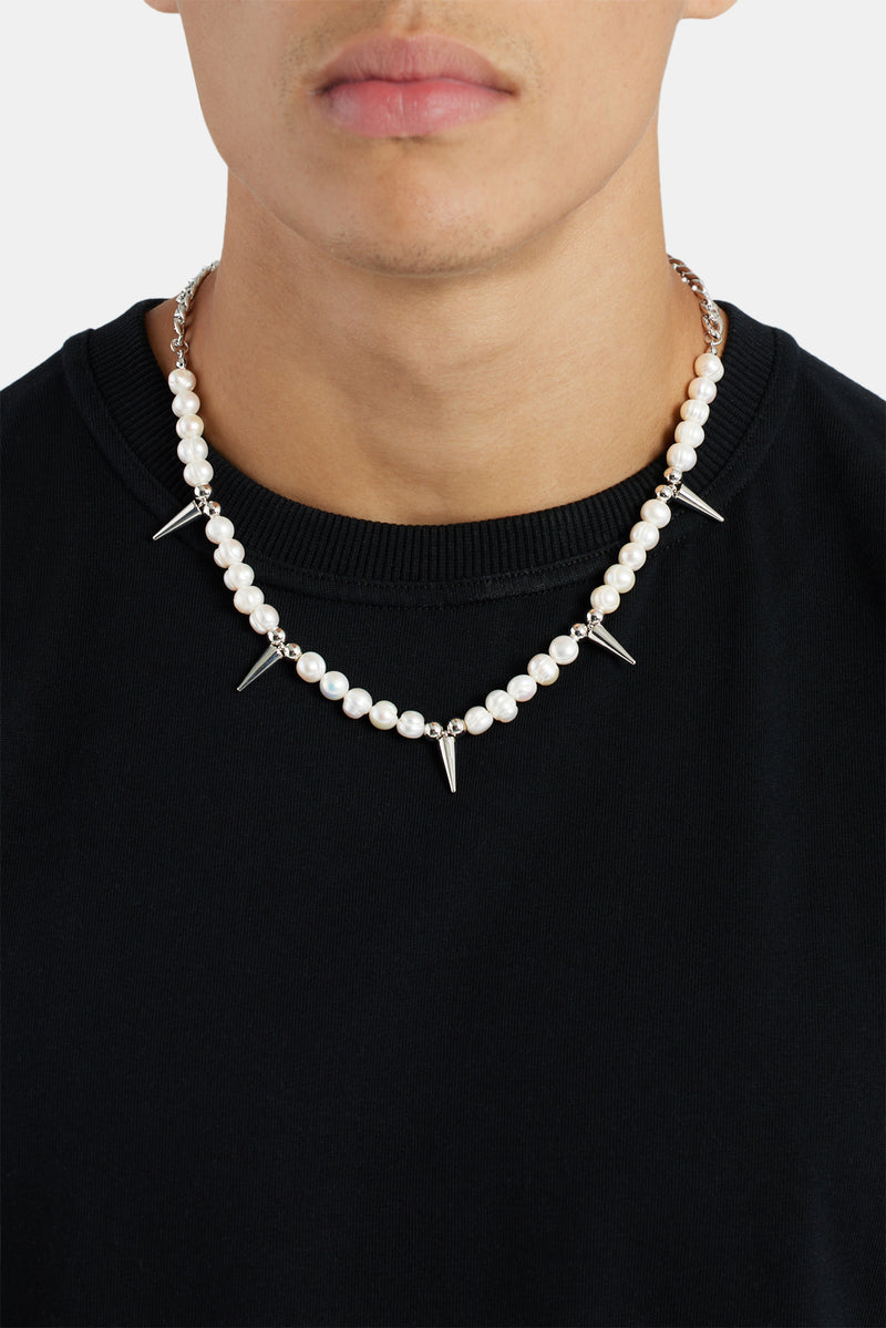 7mm Freshwater Pearl & Spike Necklace