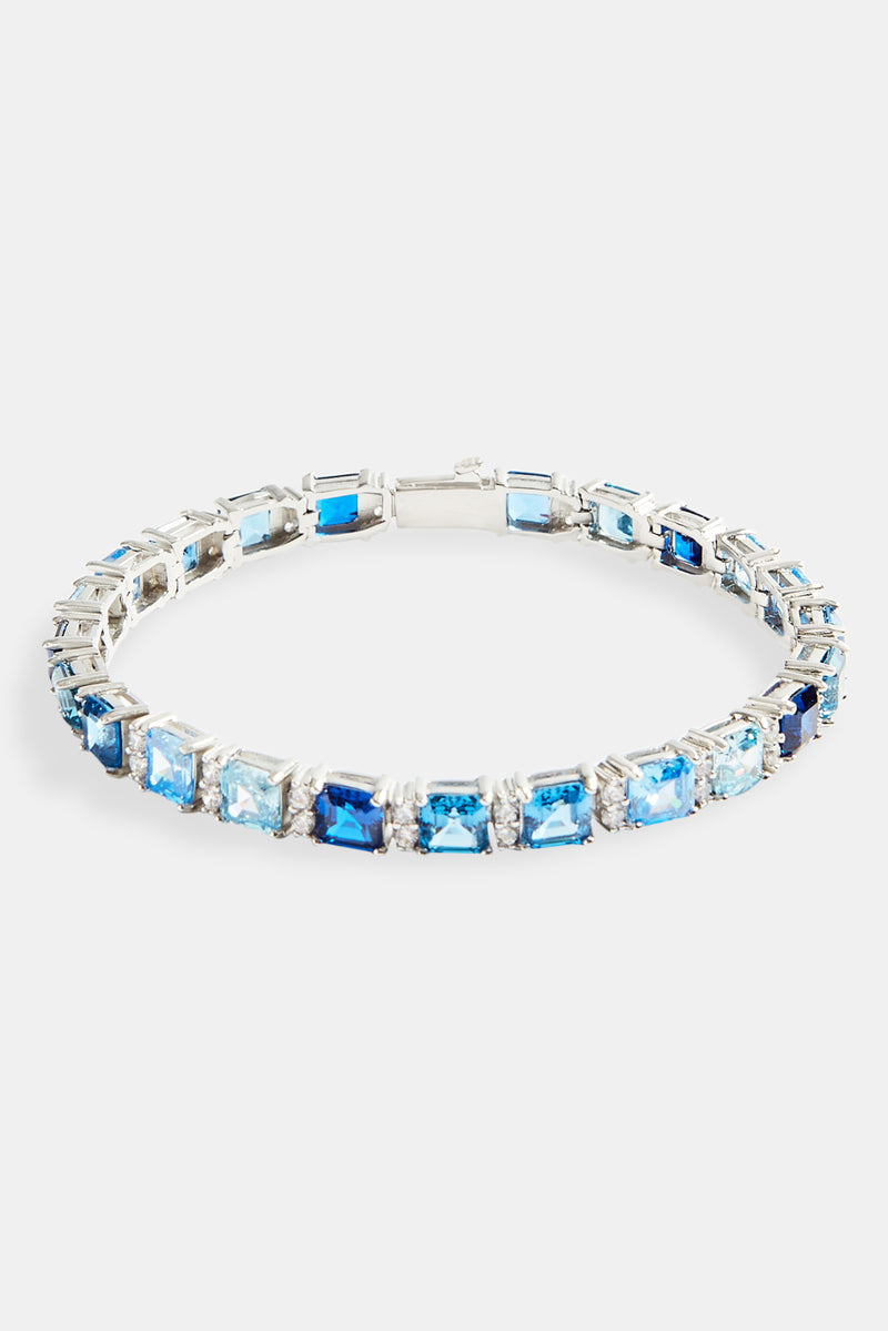 Iced Square Tennis Bracelet - Blue
