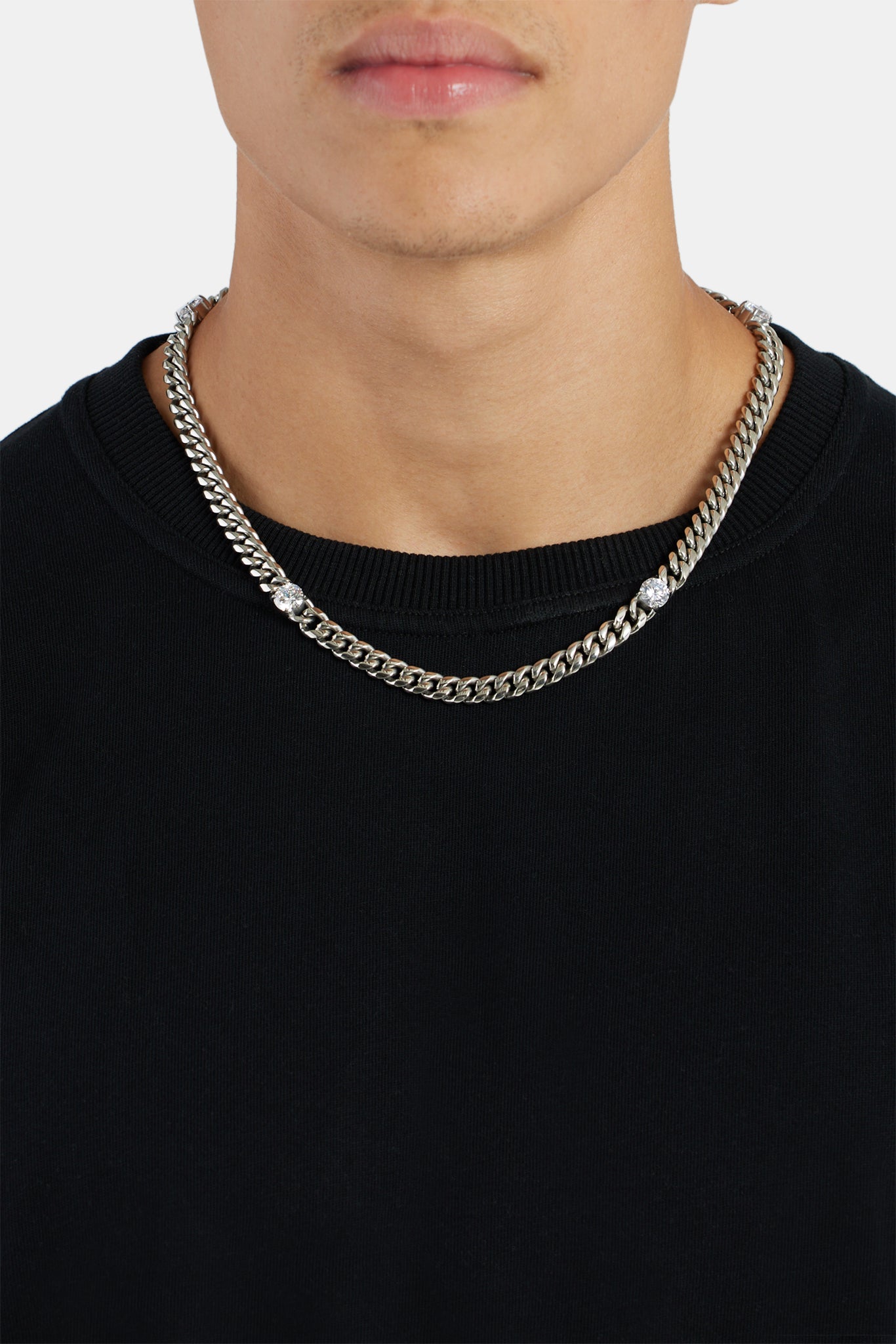 8 mm kubanische Kette mit klarem Stein