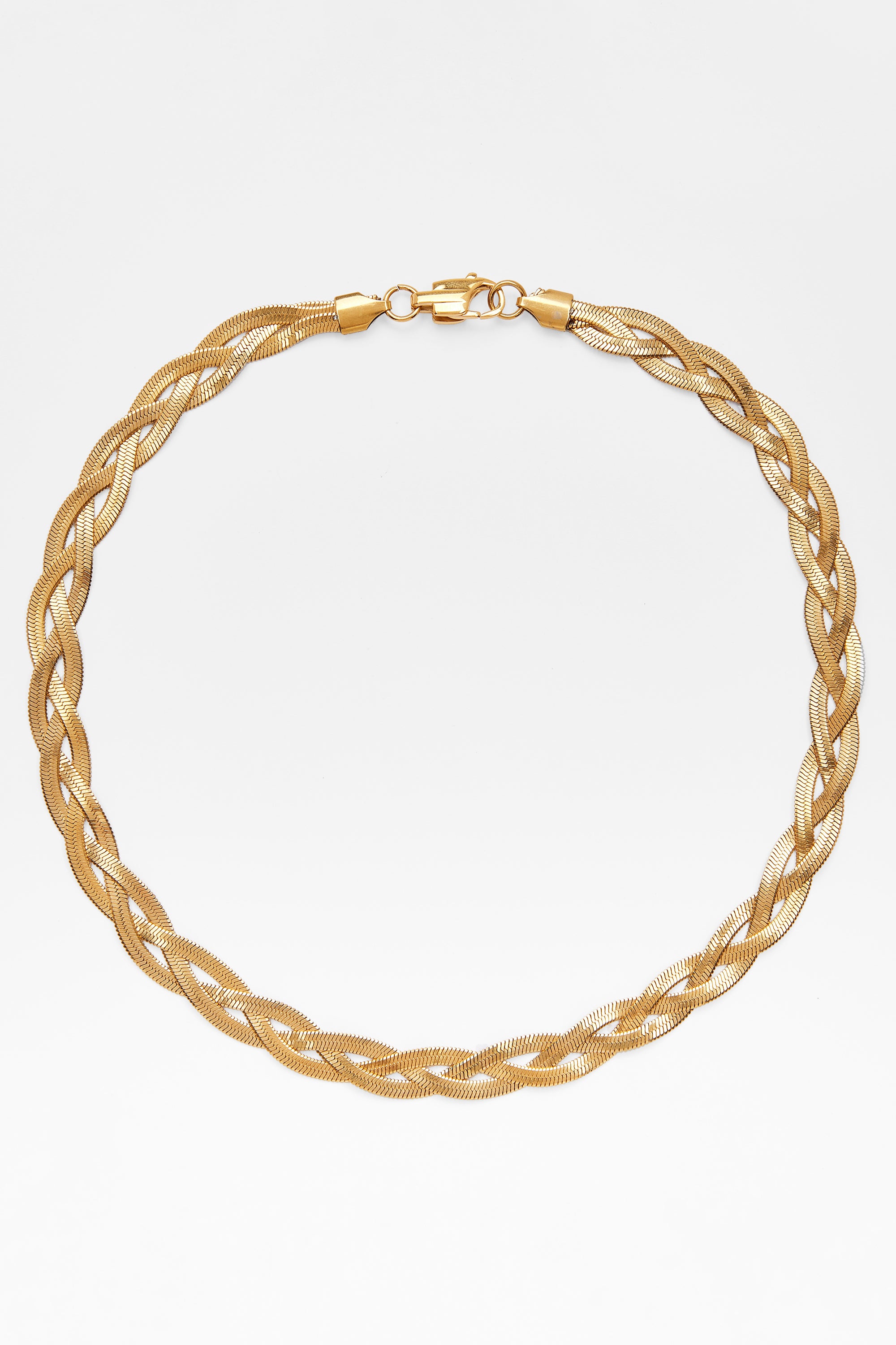 8mm Flat Plait Snake Chain - Gold