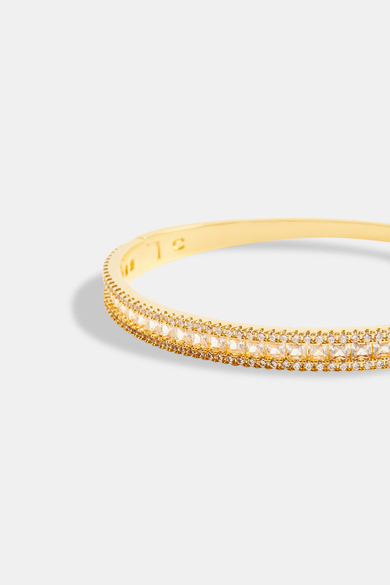 5mm Gold Plated Iced Baguette CZ Bangle