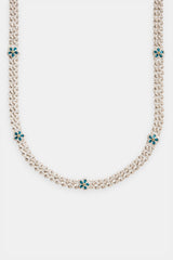 8mm Iced Blue CZ Floral Prong Chain