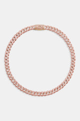 8 mm rosa Iced Out kubanische Kette Choker
