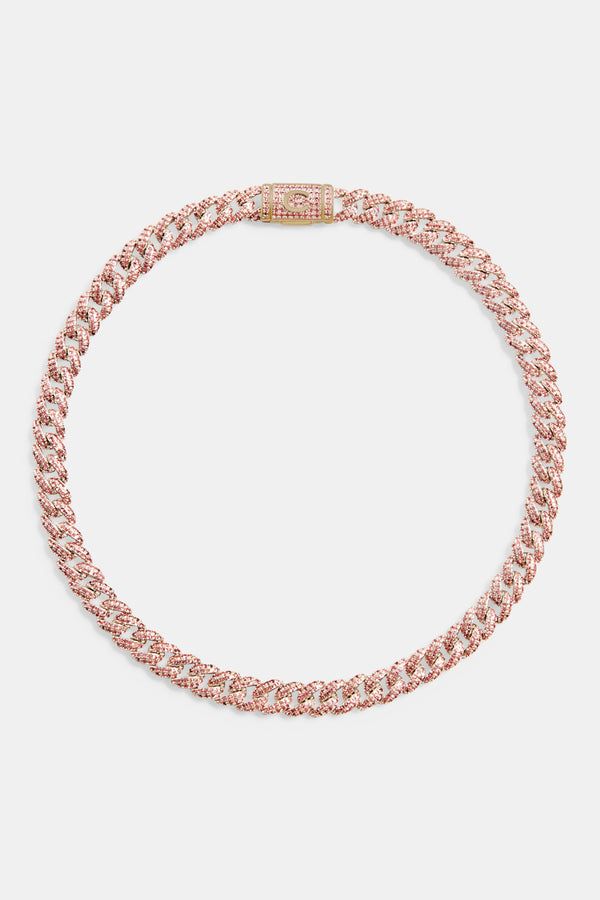 8 mm rosa Iced Out kubanische Kette Choker