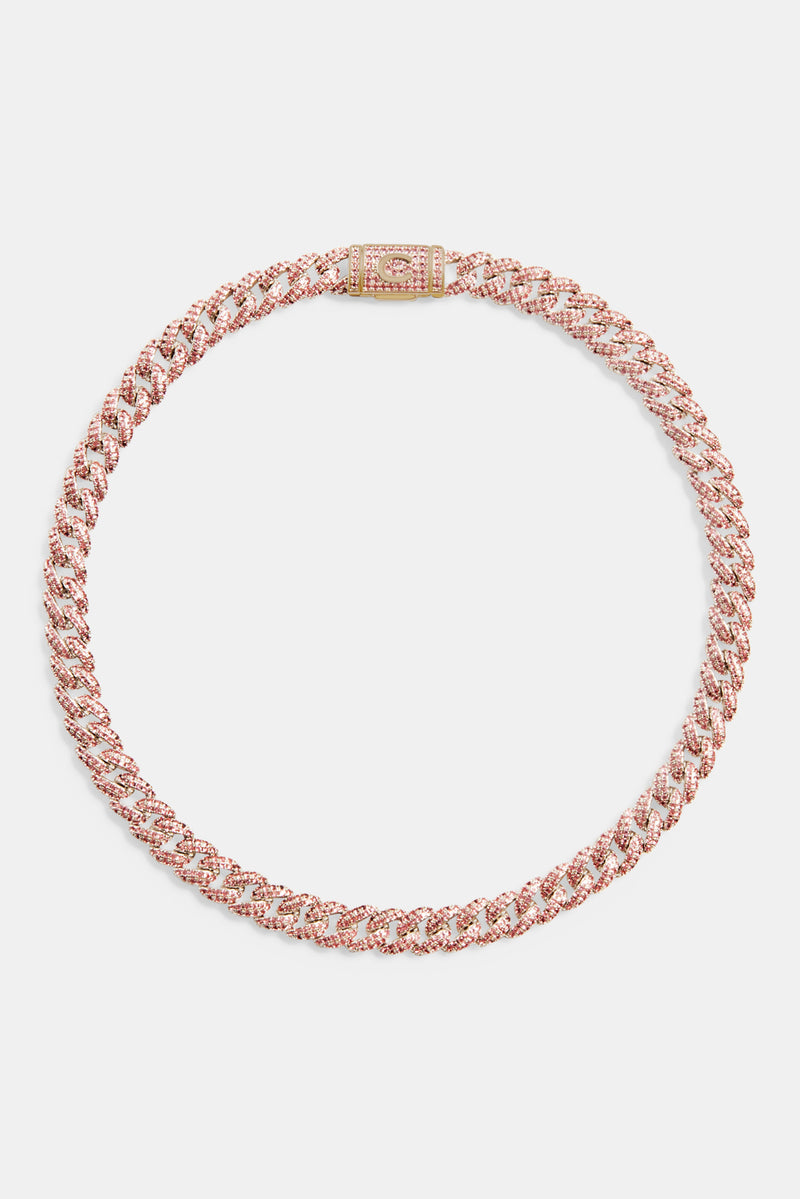 8 mm rosa Iced Out kubanische Kette Choker