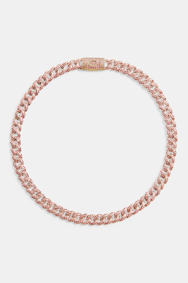 8mm Pink Iced Out Cuban Chain Choker
