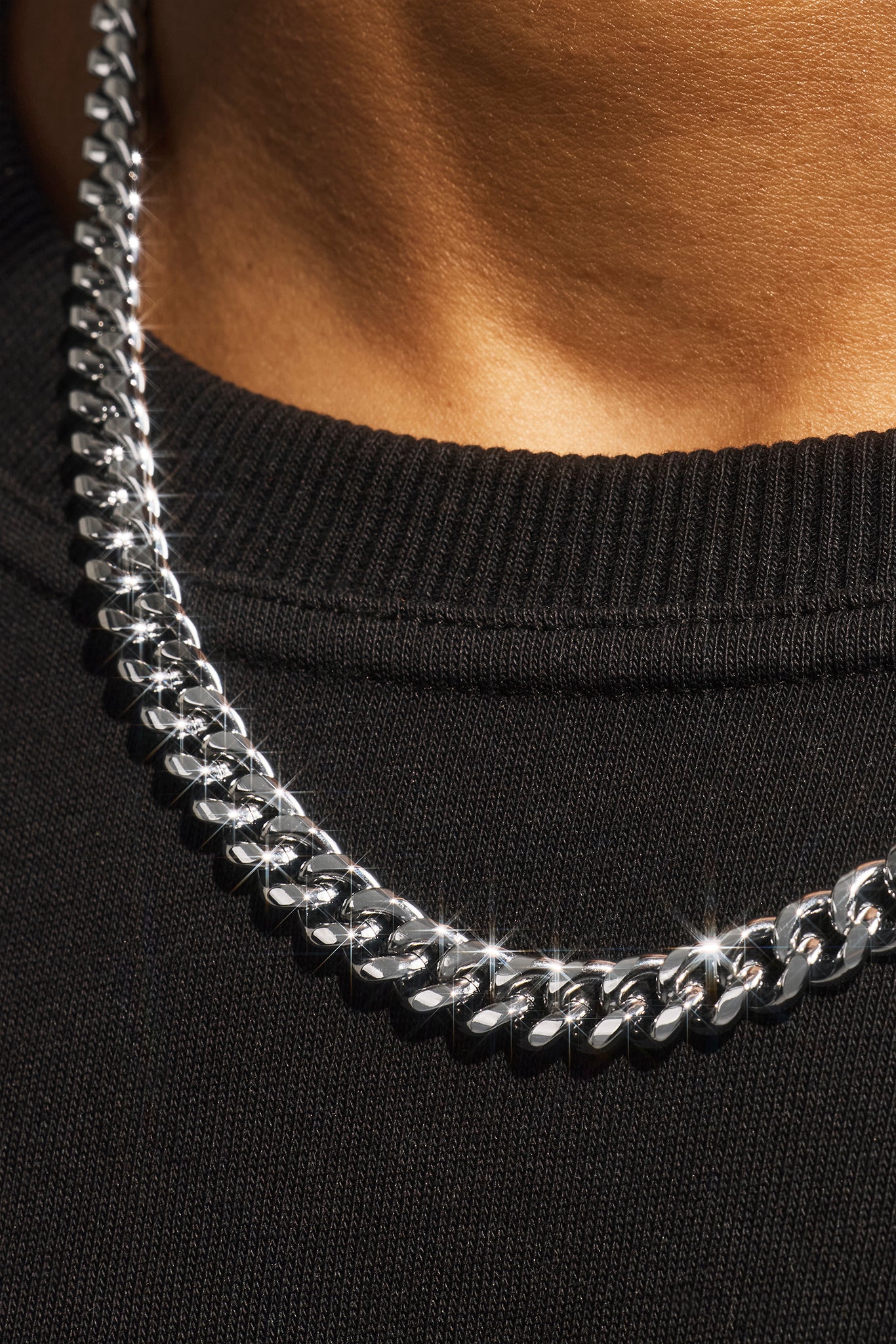 8 mm Miami Cuban Kette &amp; Armband - Weiß