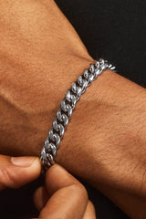8 mm Miami Cuban Kette &amp; Armband - Weiß
