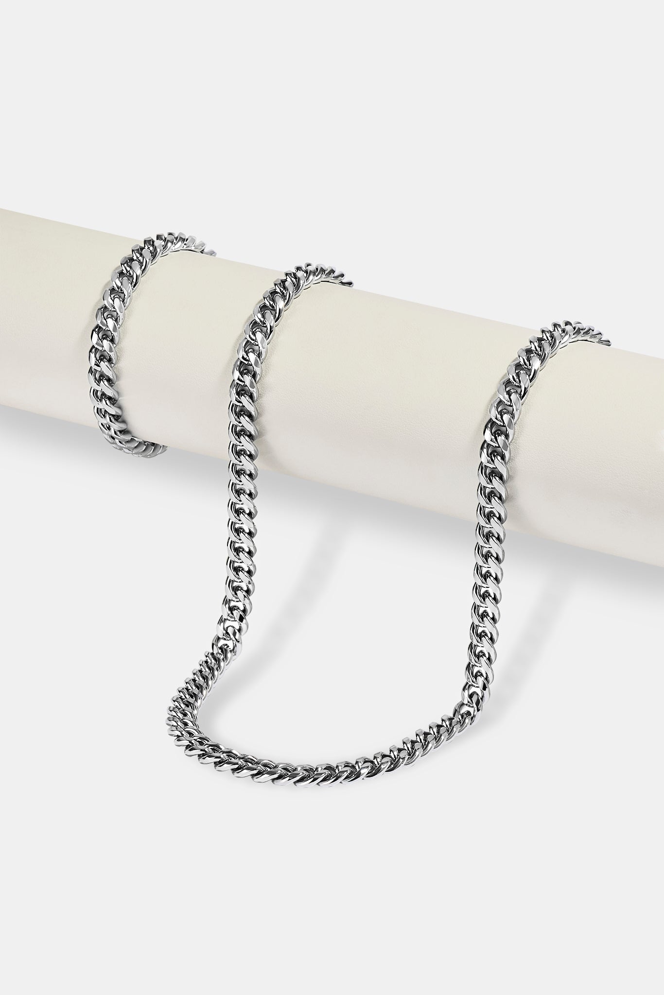 8 mm Miami Cuban Kette &amp; Armband - Weiß