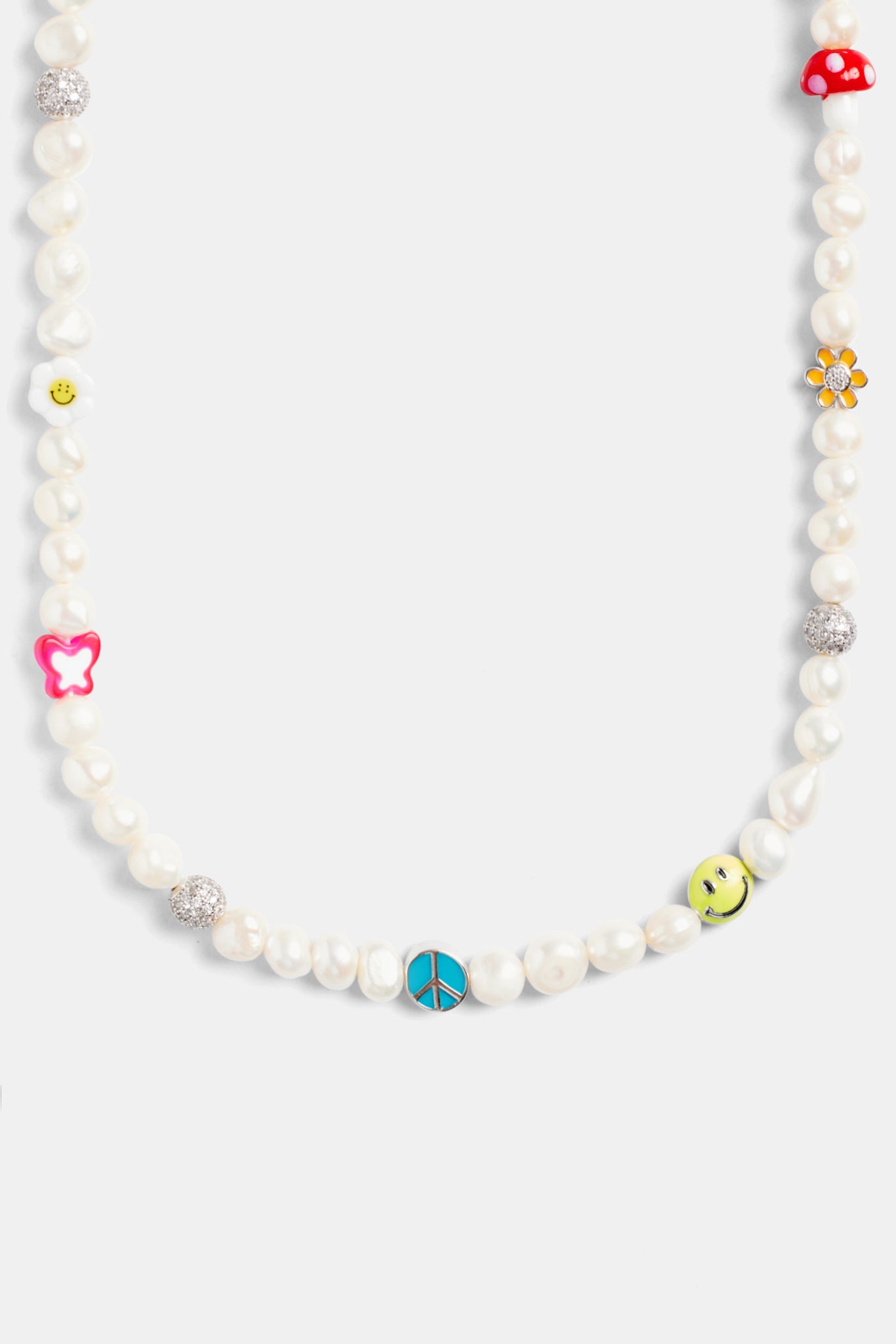 8mm Freshwater Pearl Mixed Motif Bead Necklace