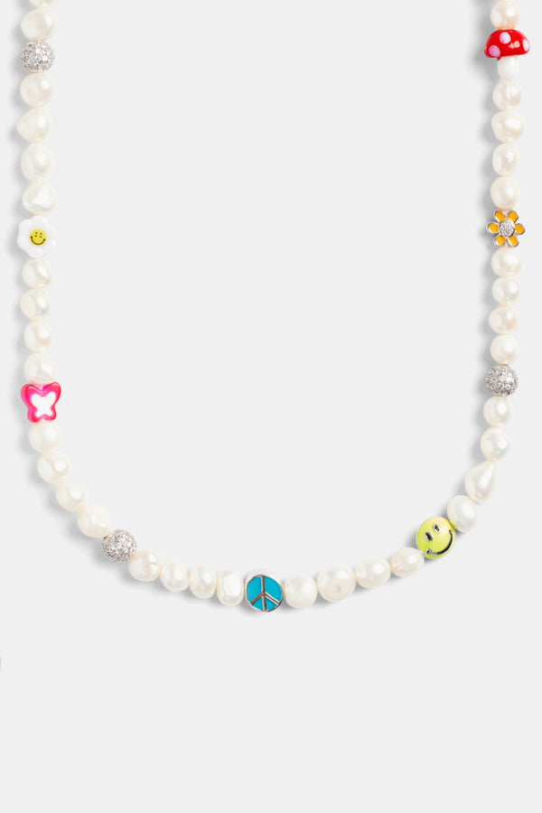 8mm Freshwater Pearl Mixed Motif Bead Necklace