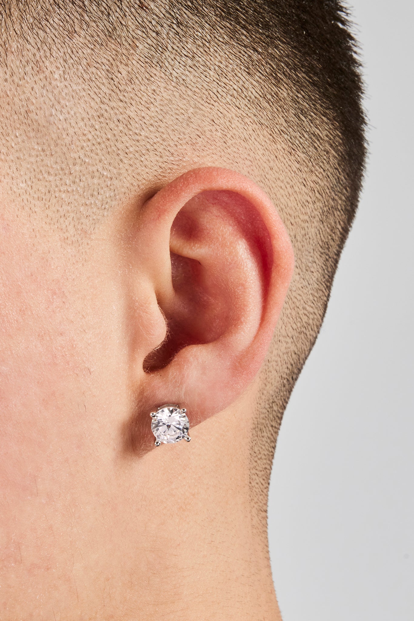 8mm Round Cut Stud Earrings White Gold Male Stud Earrings At 8mm-round-cut-stud-earrings-white-gold-male-stud-earrings-at