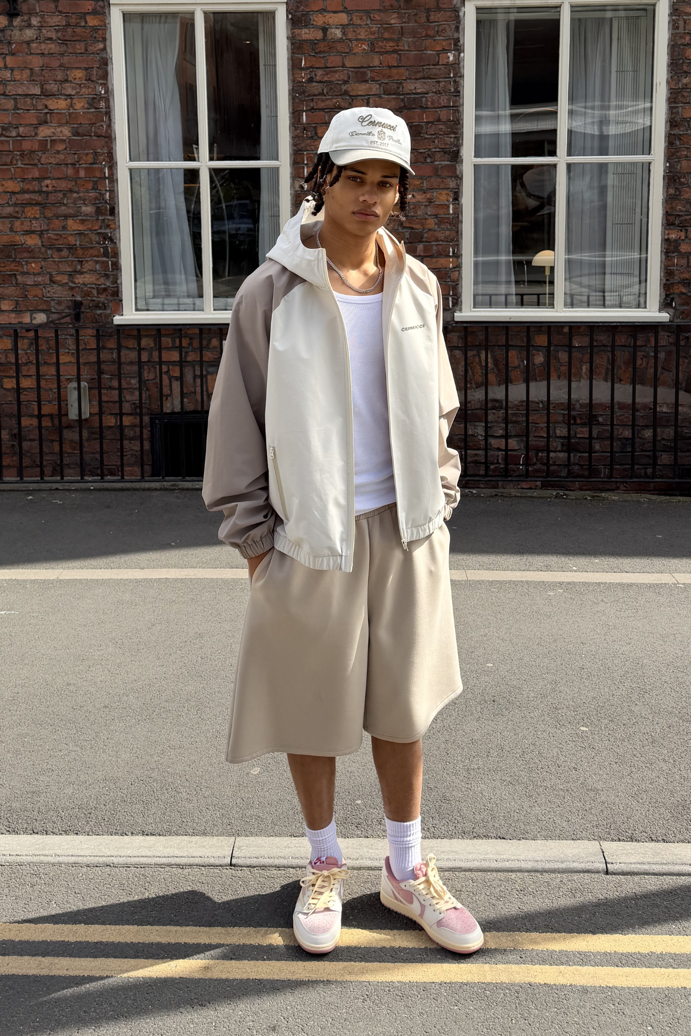 Nylon Panelled Windbreaker - Taupe