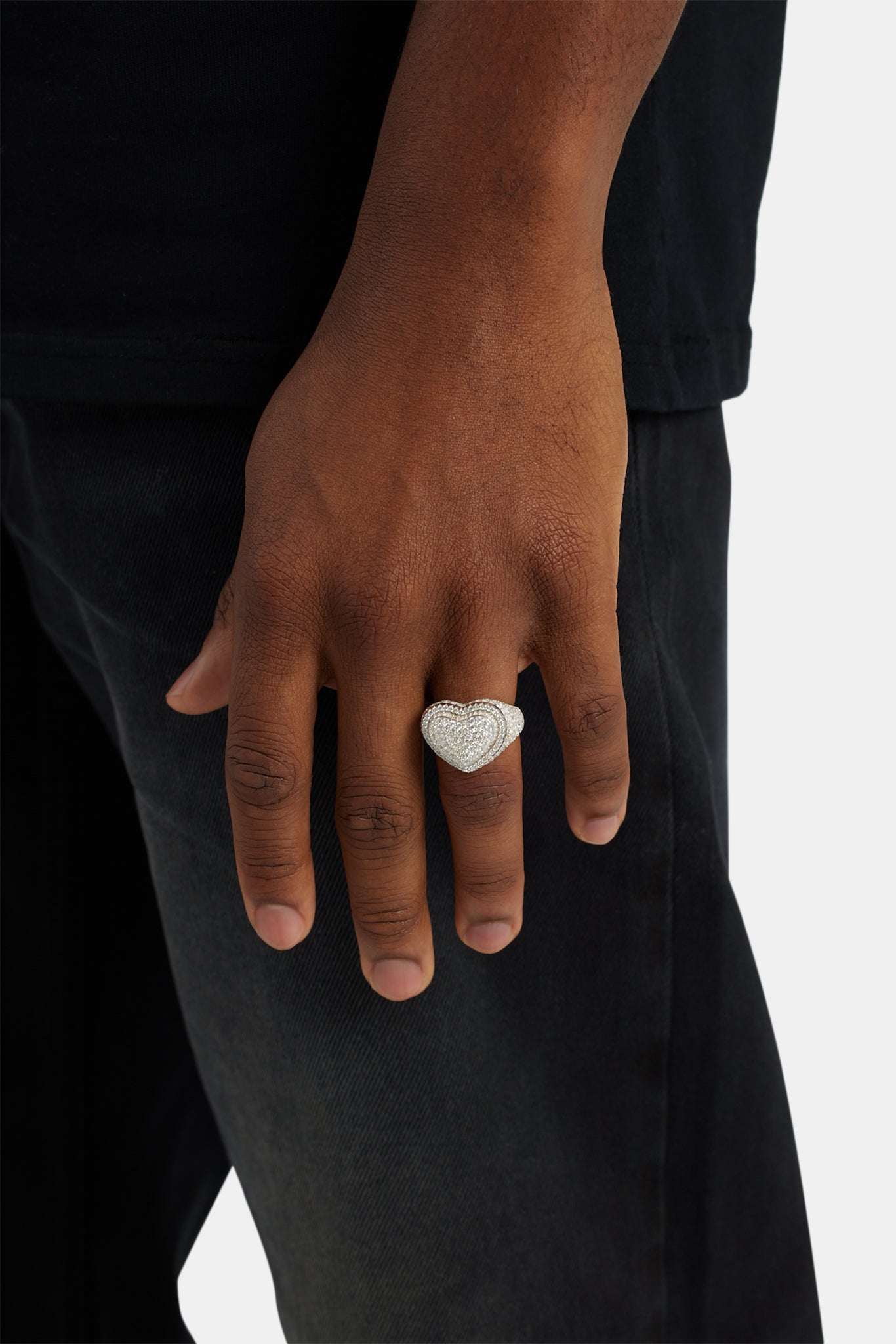 925 17mm Iced CZ Herz Siegelring 